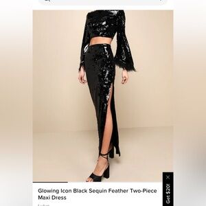 Lulus black sequin crop top & high rise midi skirt. Size medium, worn once